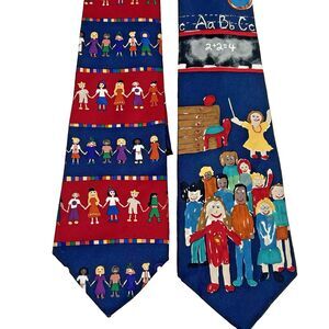 Save The Children Tie Necktie Colorful School Days Children Of The World Hands